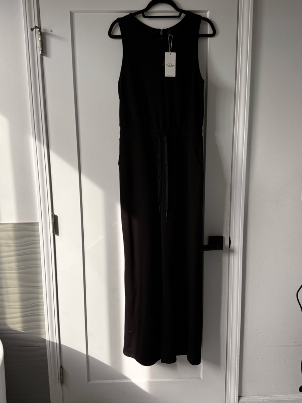 Sleeveless Black Drawstring Waist Jumpsuit